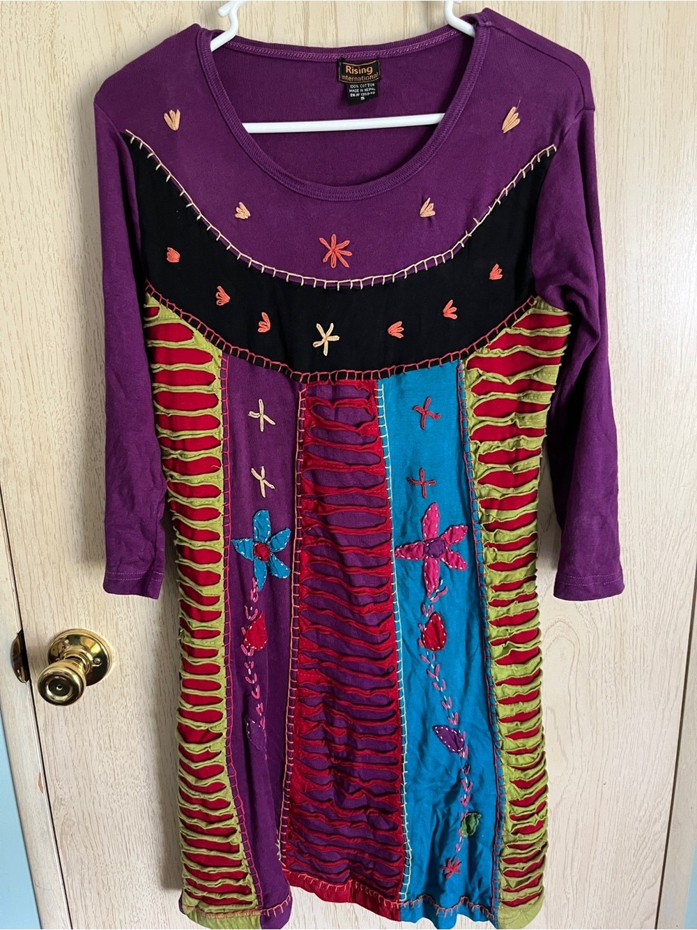 RISING INTERNATIONAL Multicolor Cotton Bohemian Dress Sz Small